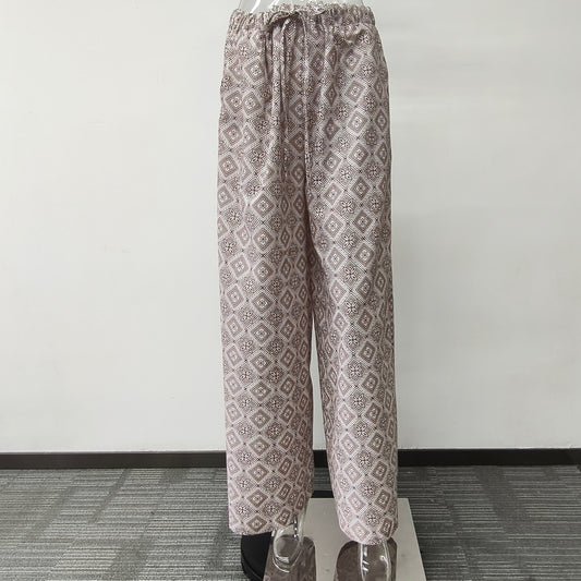 SETEMA WIDE FLARE&FLOW PANTS - BROWN&WHITE